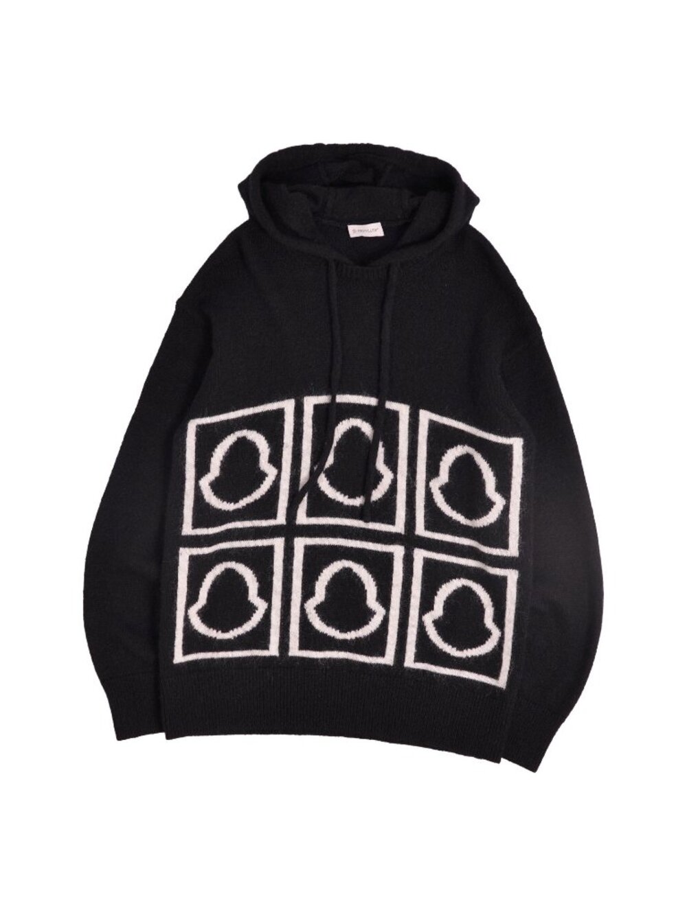 Moncler Hoodie Knit Long Sleeve Top Wool Mohair Black M